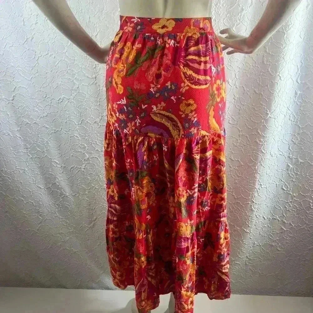 Rachel‎ Rachel Roy Floral Tiered Maxi Skirt Medium
